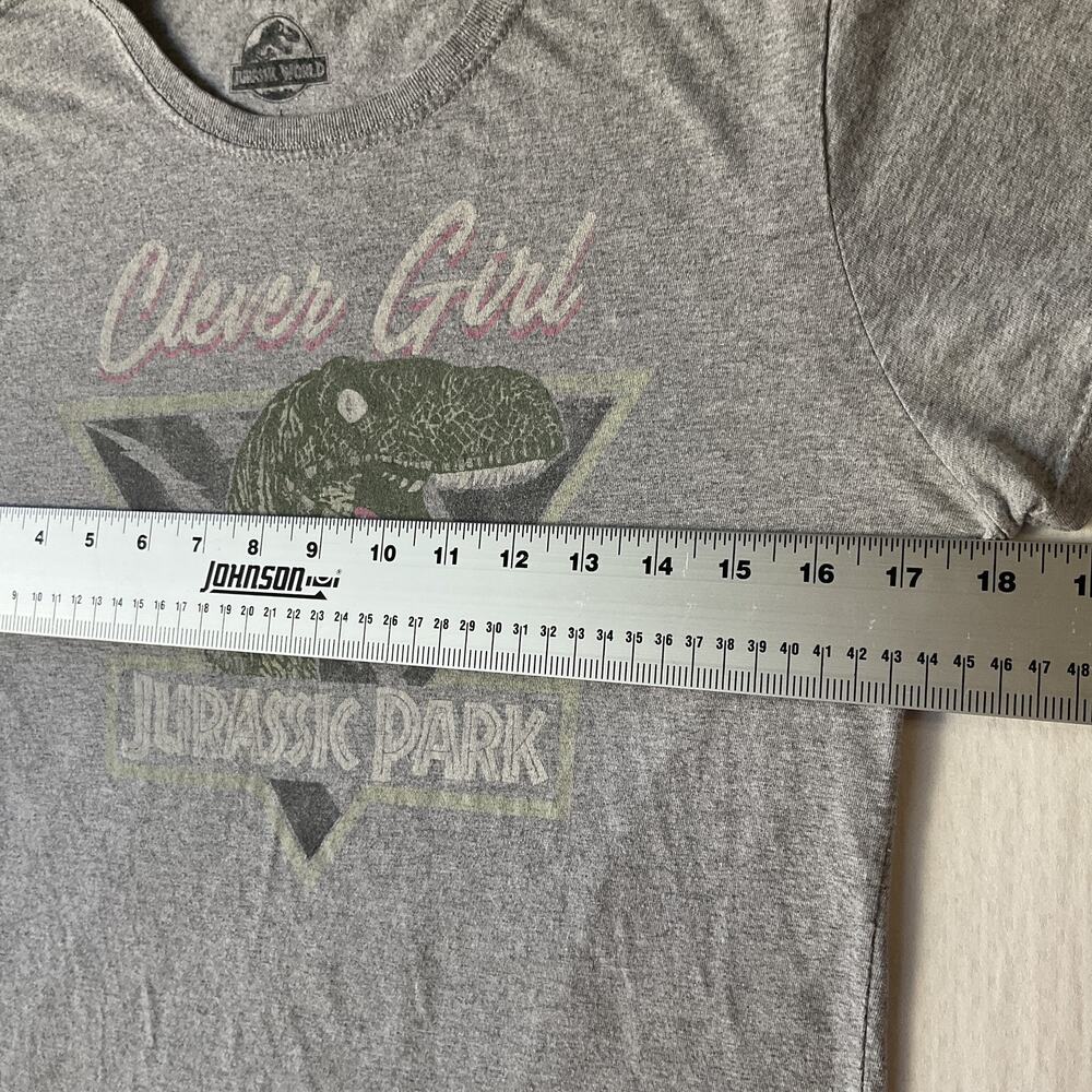 Jurassic World Women Shirt L Gray Jurassic Park Dinosaur Graphic Print ShortSlee - Picture 4 of 7